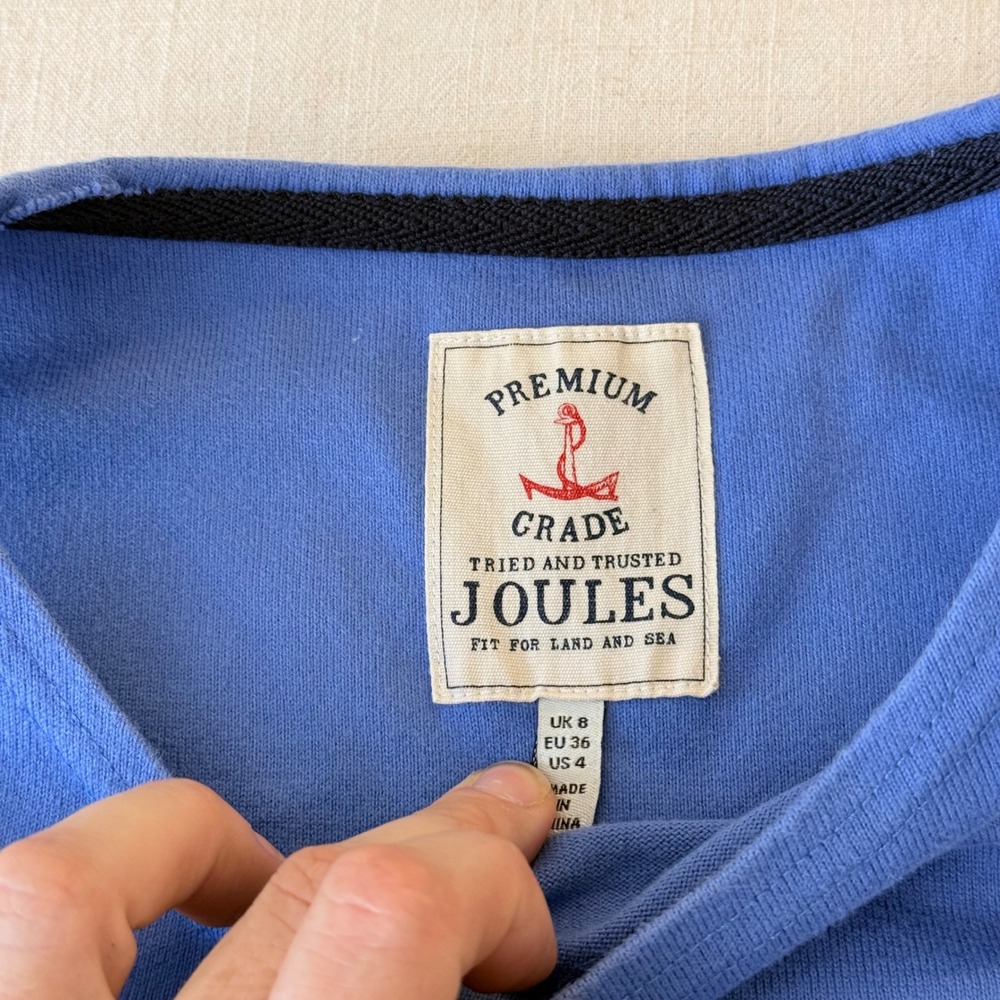 Joules Riva Dress Womens 4 Blue Sleeveless Cotton Shift Mini - Picture 5 of 13